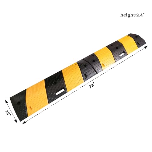 Speed Bumps for Asphalt Fold Rubber Speed Humps with Yellow Targets for Gravel Driveway Concrete Road, 1 Pack - color: Black and Yellow