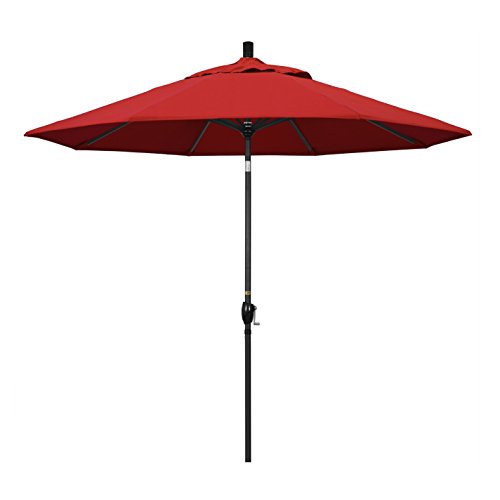 California Umbrella GSPT908302-5403 9' Round Aluminum Market, Crank Lift, Push Button Tilt, Black Pole, Sunbrella Jockey Red Patio Umbrella, 9-Feet - color: Jockey Red