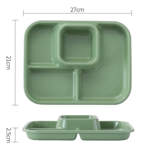 Unbreakable Rectangular Divided Plates for Adults 4 Sections Portion Control Plates Set of 2 Plastic Dinner Plate for Camping Outdoor or Every Day Use - color: Style 2 Green, size: 10.5*8.5 Inch