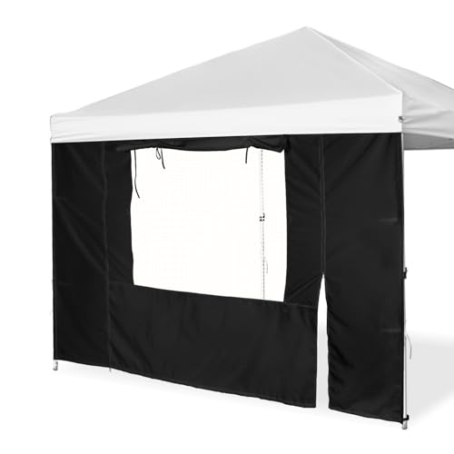 Sunshade Sidewall, Sidewall with Door and Window for 10×10 Pop Up Canopy Straight Leg, Outdoor Instant Canopies Wall, 1 Pack Canopy Sidewall Only (Spliceable, Black) - color: Black - Spliceable