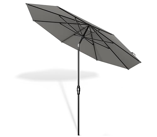 Midtown Umbrellas – The Swilt 10 Ft Patio Umbrellas with 360° Swivel & Tilt Mechanism, 8 Fiberglass Ribs & Terylast Polyester Fabric for Backyard, Deck, Pool & Cafes - Charcoal Canopy, Black Pole - color: Terylast Charcoal, size: 10 Feet