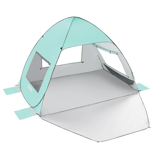 TOBTOS UPF 50+ Pop Up Beach Tent, Easy Set Up Beach Umbrella, Sun Shelter for 2-3 People UV Protection Portable Sunshade, Baby Canopy Cabana, Lightweight with Carry Bag - style: Mint Green for 2-3 Person