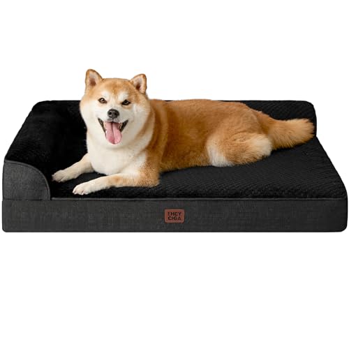 EHEYCIGA Memory Foam Dog Bed Large Size Dogs, Orthopedic Dog Bed Large with Washable Removable Cover, Waterproof Pet Sofa Couch with Nonskid Bottom, 36x27x6, Black - color: Black, size: 36.0"L x 27.0"W x 6"Th