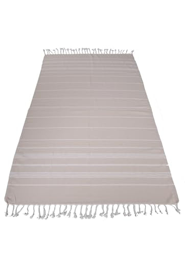 Turkish Beach Towel 100% Organic Cotton Extra Large Oversized (39 x 71 Inches) Quick Dry Sand Free Light Weight Prewashed for Bath Beach Gym Yoga Travel Towel Blanket (Medium Beige) - color: Medium Beige