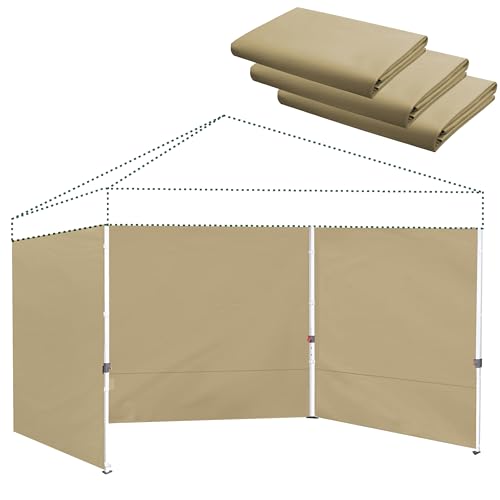 Canopy Sidewalls for 10x10 Pop Up Canopy 99% UV Protection, Waterproof, 3 Pcs Sidewalls Only,(Khaki) - color: Light Khaki, size: 10X10