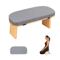 Meditation Bench with Cushion Foldable Ergonomic Bamboo Kneeling Stool Seiza Bench Wooden Meditation Stool Chair Zen Lotus Yoga Stool Floor Sitting Prayer Bench Removable Pillow - color: Light Grey