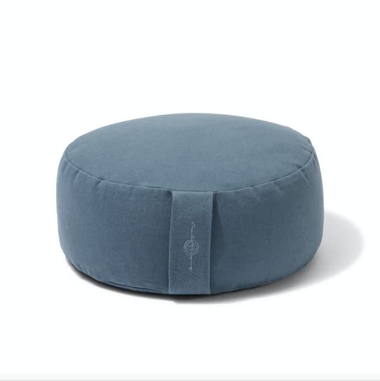 Organic Round Meditation Cushion by renoo - Durable Comfortable Cotton, Linen, Hemp - Modern Zafu - Buckwheat Floor Pillow Yoga Bolster in 15 Colors Removable Cover - 15 inches - Teal - color: Teal