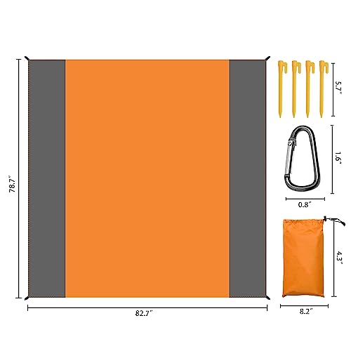 Waterproof Camping Tarp Lightweight Multifunctional Tent Footprint for Camping, Hiking Backpacking, Compact Tent Tarp Ground Sheet Mat for Ground or Under Tent（78.7" x 82.7" | Orange） - color: 78.7" X 82.7" | Orange