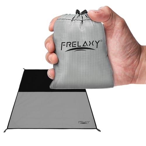 Frelaxy Pocket Picnic Blanket, Waterproof Sandproof Beach Mat, Compact Camping Tarp for Festivals, Hiking, Travel, Outdoor Recreation (Grey, 28'' x 47'') - color: Grey, size: 28'' X 47''