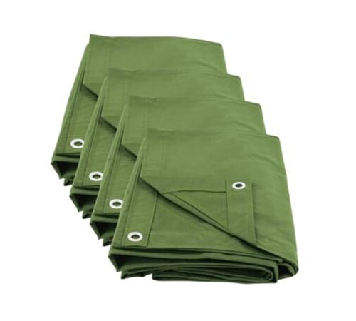 Mytee Products (4 Pack) 6' x 8' Green Canvas Tarp 12oz Heavy Duty Water Resistant - color: Green (4 Pcs), size: 6' x 8'