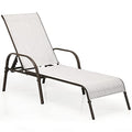 Tangkula Lounge Chair Outdoor, Patio Chaise Lounge with Adjustable Backrest, Reclining Pool Lounge Chair for Outside with Heavy Duty Steel Frame, Suitable for Beach, Yard, Balcony, Poolside - color: Light Grey