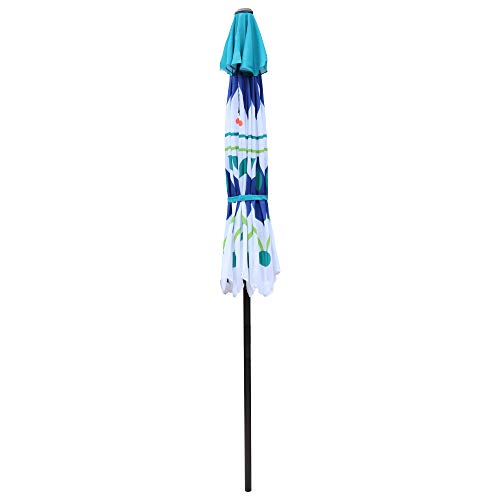 ABBLE 9 Ft Pattern Outdoor Patio Umbrella with Tilt and Crank, Weather Resistant, UV Protective Umbrella, Durable, 8 Sturdy Steel Ribs, Market Outdoor Table Umbrella - Green/White - color: Green