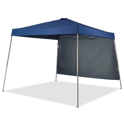 GDY 10x10 FT Pop Up Canopy Outdoor Instant Tent Slant Legs with a Sidewall,Equipment Vents, Portable Gazebo Shelter for Patio, Deck, Beach and Garden,Navy Blue. - color: Navy Blue