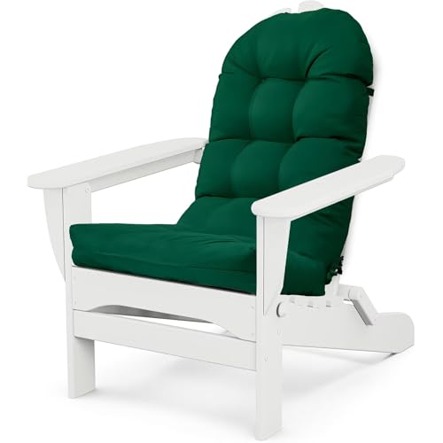 Adirondack Chair Cushion, Waterproof Outdoor Seat Cushions for Patio Furniture, Thick High Back Replacement Pad for Porch Lawn Wicker Dining Desk Chair, Rocking Chair Cushion, Emerald - color: Emerald Green