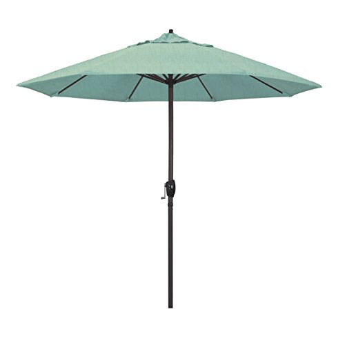California Umbrella 12-Year Protection 9-Ft Outdoor Patio Umbrella, Sunbrella Fade-Resistant Acrylic Fabric, Auto Tilt and Crank, Heavy-Duty Aluminum Frame/ Reinforced Ribs, Bronze Pole, Spectrum Mist - color: Spectrum Mist