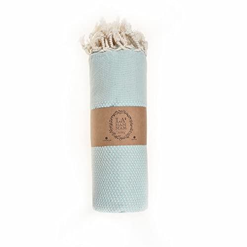 Beach Towel | Cotton Beach Towels, Easy to Carry, Sand Free, Highly Absorbent, Quick Dry, Turkish Towels for Travel Camping Bath Sauna Beach Gym Pool Yoga SPA by Lahammam, Akasya, Aqua - color: Aqua, size: Akasya