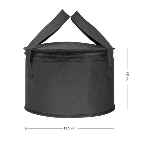 Yalin 2 Pack 12.5X7.8 Inch Round Lunch Bags, Insulated Thermal Pastry and Pie Carrier, Reusable Cake Cooler and Casserole Carrier Bags for Potluck, Picnics Food Delivery (Black Color) - color: Black Color