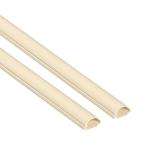 D-Line Half Round Cord Hider, Patented Cable Cover, Hide TV Wall Mount Wires, Raceway for Cords, Decorative Wire Covers, Paintable, Adhesive Cable Concealer, 2X 0.78in W x 0.39in H x 39in L, Beige - color: Beige, size: 0.78x0.39in - 2x 39in