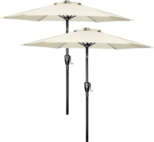 Simple Deluxe 2 Pack 9ft Patio Umbrella Outdoor Table Market Umbrella, 8 Sturdy Ribs for Garden, Deck, Backyard, Pool, Creamy White - color: 2P-Creamy White, size: 9ft