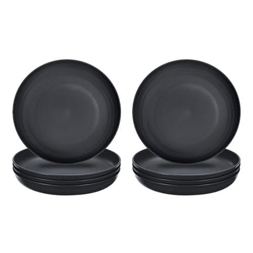 uxcell 8Pcs Plastic Plates Set, 9 Inch Unbreakable Dinner Plates Set Plastic Plates Reusable Dishwasher & Microwave Safe for Restaurants Kitchen Food Outdoor Camping, Black - color: Black, size: 9"