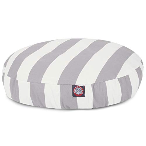 Majestic Pet Indoor Outdoor Vertical Stripe Round Pet Dog Bed with Removable Washable Cover, Gray, Large - color: Stripes Gray, size: Large