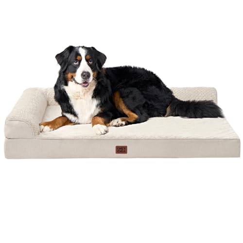 EHEYCIGA XXL Dog Bed Memory Foam, Orthopedic Giant Dog Bed Jumbo with Washable Removable Cover, Waterproof Pet Sofa Couch with Nonskid Bottom, 48x35x7.5, Beige - color: Beige, size: 48.0"L x 35.0"W x 7.5"Th
