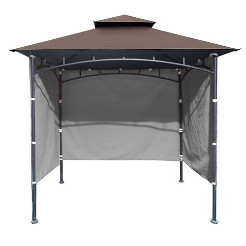 3PCS Grill Gazebo Replacement Sidewall, 5' x 8' Outdoor BBQ Gazebo Sunwall,(Gray) - color: Gray