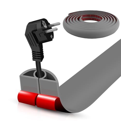 Floor Cord Cover Self Adhesive Cord Hider,10FT Cable Management, Extension Strip Protector for Wires, Prevent Cable Trips for Offices, Gyms, Exhibitions Cavity:0.3"(W) x 0.28"(H) Gray - color: Gray, size: 0.78" x 10'