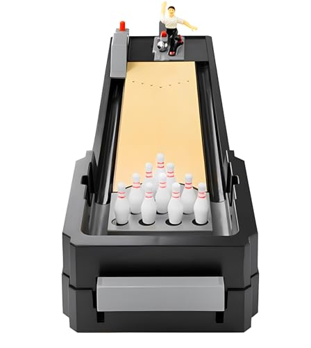 Desktop Bowling Game for Adults & Kids, 25.5" Tabletop Bowling Alley with Auto Ball Return, 10-Pin Mini Bowling Set, Portable Table Top Sports Toy for Home, Office & Party