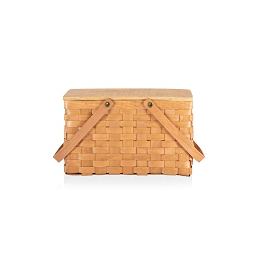 Picnic TIME Poppy Personal Picnic Basket - Insulated Lunch Bag - Retro Lunch Box, (Beige)