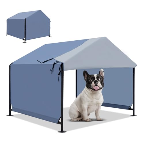 Dog Shade Shelter 2.5'x2.1'x2.1' for Small Dogs, Pet Outdoor Tent with Upgraded Doors, Outside Sun Rain Canopy Pet House for Dogs, Cats, Small Animals and Livestock, Navy Blue - style: Navy Blue-S