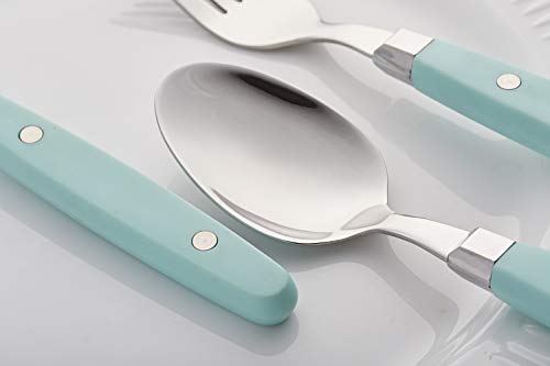 ANNOVA Silverware Set, Retro/Rivet Colorful Stainless Steel Tableware Kitchen Flatware Set Utensils, Includes Dinner Knives, Forks, Spoons & Dessert Spoons (Turquoise, 24 Pieces) - color: Turquoise, size: 24 Pieces
