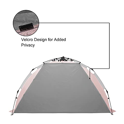 Oileus X-Large 4 Person Beach Tent Sun Shelter - Portable Sun Shade Instant Tent for Beach with Carrying Bag, Stakes, 6 Sand Pockets, Anti UV for Fishing Hiking Camping, Waterproof Windproof, Pink - color: Pink