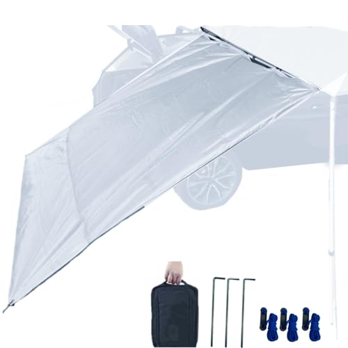 DANCHEL OUTDOOR Waterproof Car Awning Side Wall, Sun Shade Windbreak & Privacy Extension Lateral Tarp for Roof Rack Awning Overland Accessories(Gray, 8.2ftx6.5ft) - color: Gray, size: 8.2x6.5ft