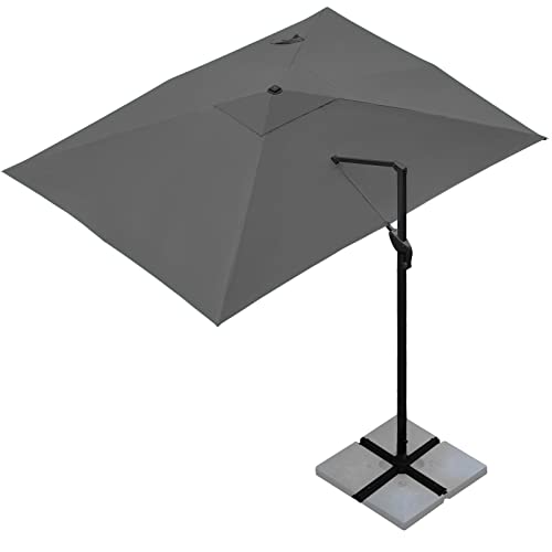 Sunnyglade 10x13Ft Cantilever Patio Umbrella Rectangular Deluxe Offset Umbrella 360°Rotation & Integrated Tilting System Patio Hanging Umbrella for Market Garden Deck Pool Backyard Patio(Grey) - color: Grey, size: 10 x 13 ft