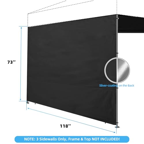 Joramoy Canopy Tent Sidewalls for 10×10 Pop Up Canopy, 3 Pack Instant Canopy Sunwall, Waterproof and UV Protection Canopy Shade Wall, Straight Leg Canopy Sidewalls 3 PCS Only(Black) - color: Black, size: 10×10