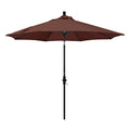 California Umbrella 9' Round Aluminum Patio Umbrella, Crank Lift, Collar Tilt, Bronze Pole, Terrace Adobe Olefin - color: Adobe