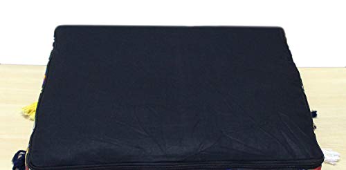 ICC Large Square Cotton Mandala Cushion Cover Hippie Ottoman Pouf Cover Daybed Floor Pillow Cover with Heavy Duty Zipper Seating Ottoman Poufs Dog-Pets Bed (Black Gold Flower, 18" Square) - color: Black Gold Flower, size: 18" x 18" (Pack of 1)