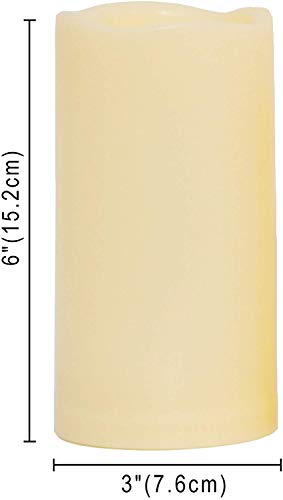 2 PCS 3" x6" Waterproof Outdoor Battery Operated Flameless LED Pillar Candles with Timer Flickering Plastic Resin Electric Decorative Light for Lantern Patio Garden Home Decor Party Wedding Decoration - color: Waterproof Pillar Candles (3" x 6") - 2 Pack