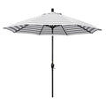 California Umbrella 9' Round Aluminum Market Umbrella, Crank Lift, Push Button Tilt, Black Pole, Gray/White Olefin - color: Gray/White Cabana Stripe
