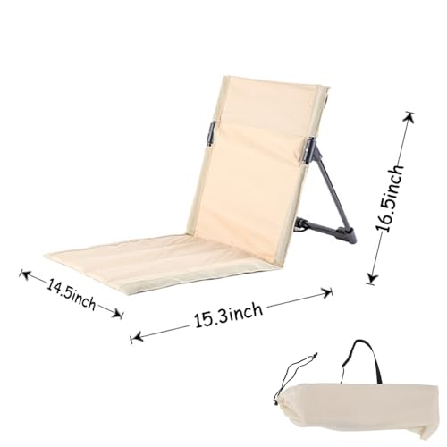 Ultra-Light Folding Camping Chair with Backrest,Outdoors Relaxing Floor Seat for SwimmingPool Beach Lawn Picnic Road Trips - color: Beige