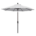 California Umbrella 9' Round Aluminum Patio Umbrella, Crank Lift, Collar Tilt, Bronze Pole, Gray/White Stripe - color: Gray/White
