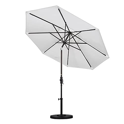California Umbrella 9' Rd Pacific Trail Series Aluminum Patio Umbrella, Crank Lift, Push Button Tilt, Black Finish, Sunbrella Cabana Classic Fabric - color: Cabana Classic