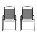 Flash Furniture Mystic Folding Patio Sling Chairs, Outdoor Textilene Lawn Chairs with Armrests, Set of 2, Black - color: Black