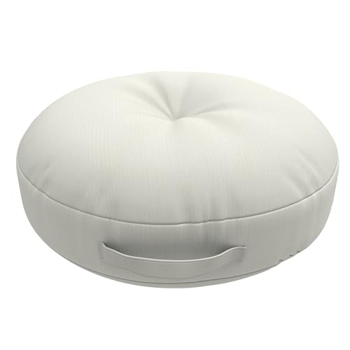 Covers & All Sunbrella Round Seat Cushion with Handle, Plush Outdoor Pillows and Chair Cushions for Home or Patio (24 x 5 Inch, Canvas Natural) - color: Canvas Natural, size: 24 x 5, style: Handle