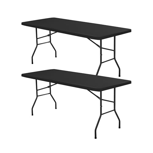 Small Fitted Tablecloths Rectangle - 2 Pack 4ft Folding Table Covers with Elastic, Reusable Dining Table Protector for Outdoor Picnic Party Camping, 24x48 Inch, Black - color: Black, size: 24x48 inch, 2 Pack