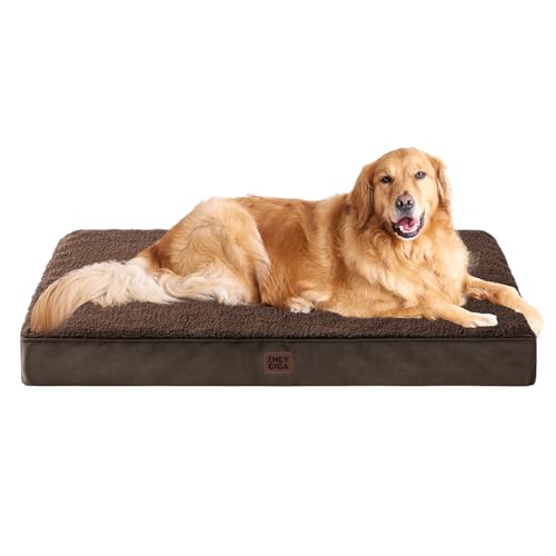 EHEYCIGA Orthopedic XL Dog Beds for Extra Large Dogs with Removable Washable Cover, Brown, 44x32 - color: Brown, size: 44*32*3.5 inches