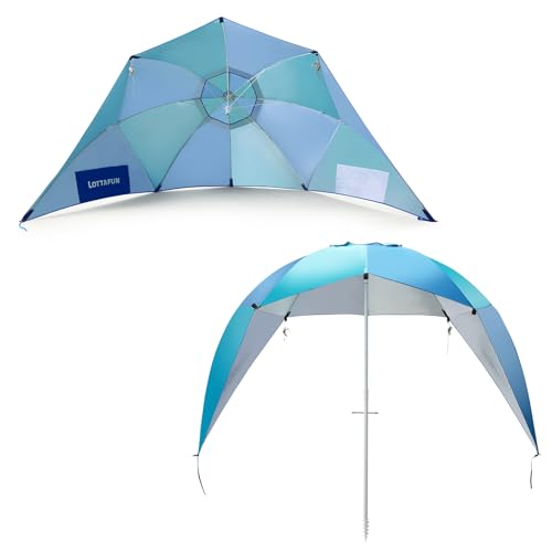 LOTTAFUN Beach Shelter Umbrella Premiere UPF 50+ Umbrella Shelter for Sun and Rain Protection for Adult (10-Foot,Blue Stripe) - color: Blue Green