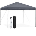 LEMY 10 x 10 FT Pop-Up Foldable Canopy Tent Pre-Assembled Adjustable Lightweight Heights Instant Waterproof Shelter with Wheeled Carry Bag (Grey) - color: Gray