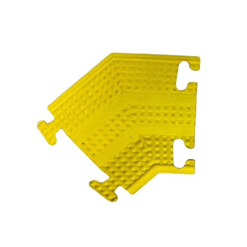 Kable Kontrol Drop Over Floor Cord Cover – 45 Degree Left Turn 1 Channel Cable or Wire Protector – Rubber Ramp Turn for Indoor and Outdoor Use – Yellow - color: Yellow, size: 1 Channel - Left Turn